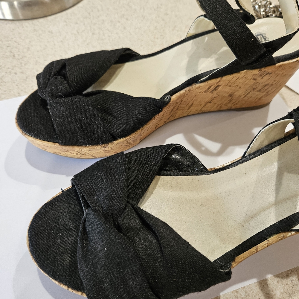 Black Wedge Sandals